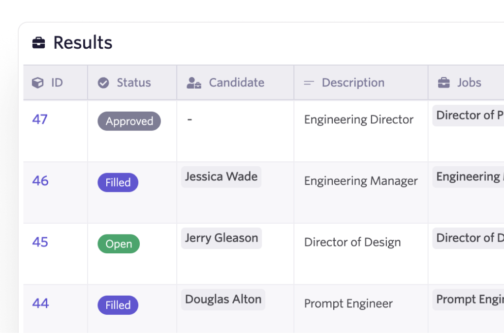 openings management table