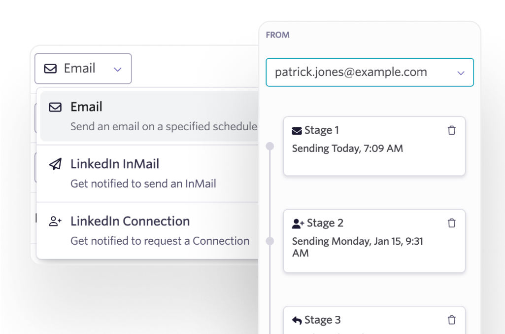 LinkedIn and email recruiting outreach sequences
